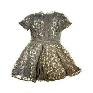 Lulus Whimysgoth Top XS Black Lace Flutter Sleeve Semi Sheer Crochet Trim Zip